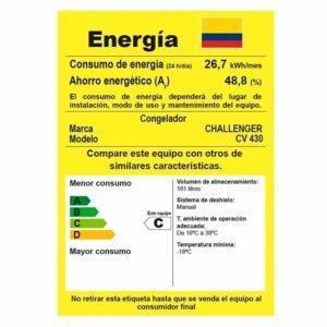 Congelador CHALLENGER Vertical Frost 168 Lt CV-430 Gris - Image 8