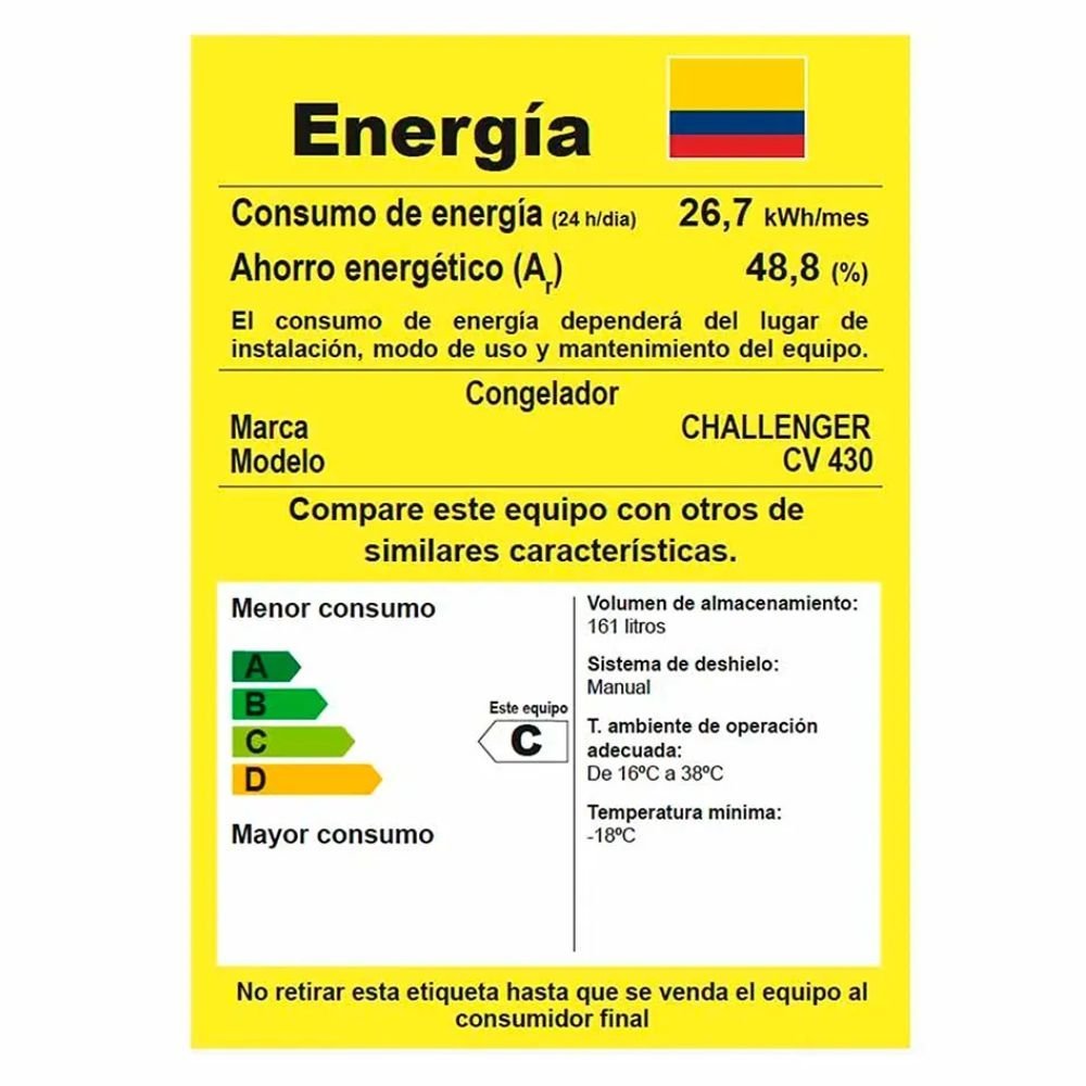 Congelador CHALLENGER Vertical Frost 168 Lt CV-430 Gris - Image 8