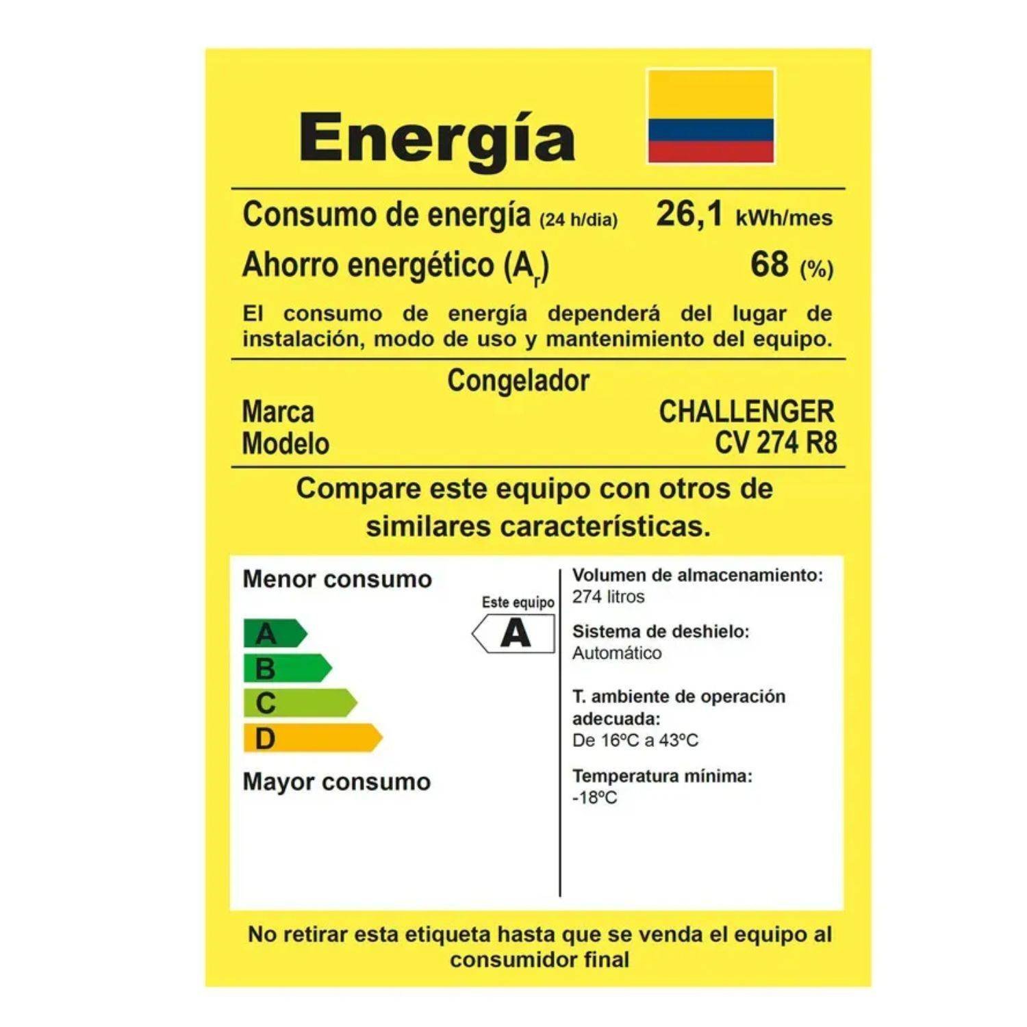 Congelador CHALLENGER Vertical No Frost 274 Lt CV 274 Gris - Image 7