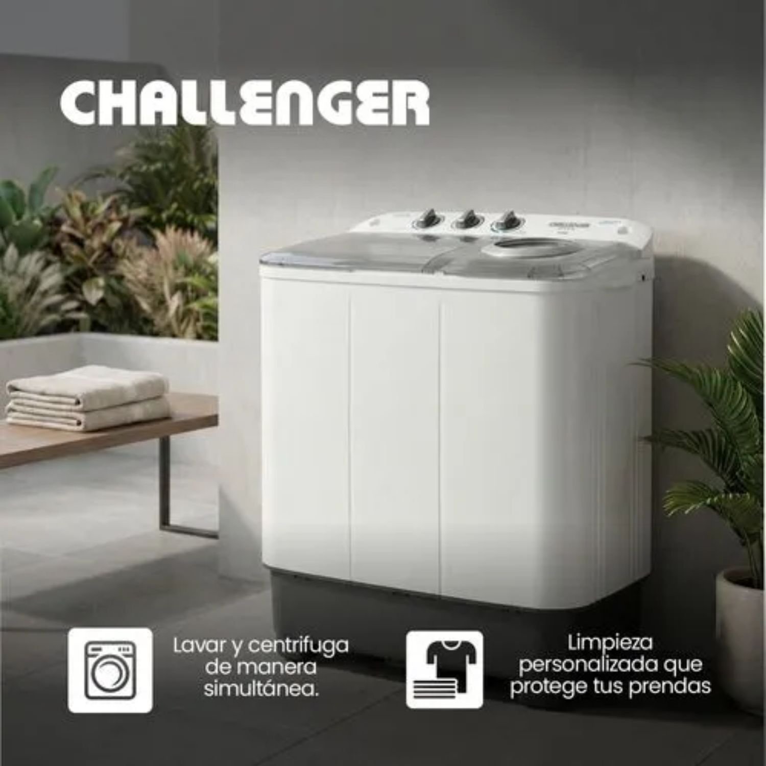 Lavadora CHALLENGER 11 kilos Semiautomatica CW-4711 Blanco - Image 2