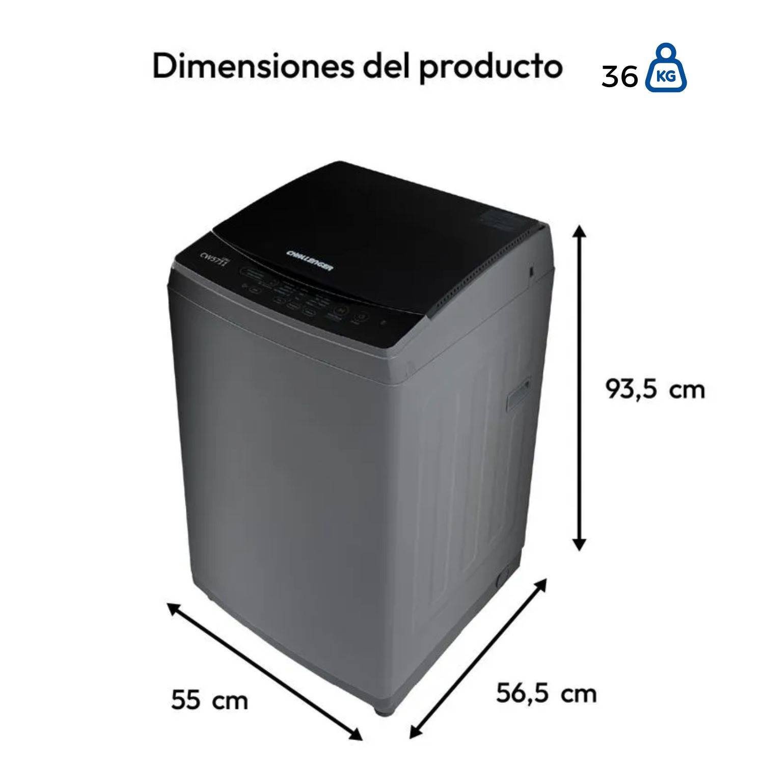 Lavadora CHALLENGER 11kg/24lb Carga Superior CW-5711 Gris - Image 6