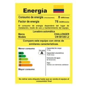 Lavasecadora CHALLENGER 12 Kilos Inverter CW 8012SI Gris - Image 6