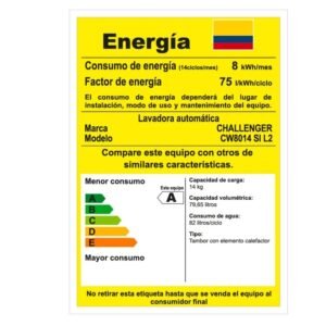 Lavasecadora CHALLENGER 14Kg Inverter Carga Frontal 8014 Gris - Image 8