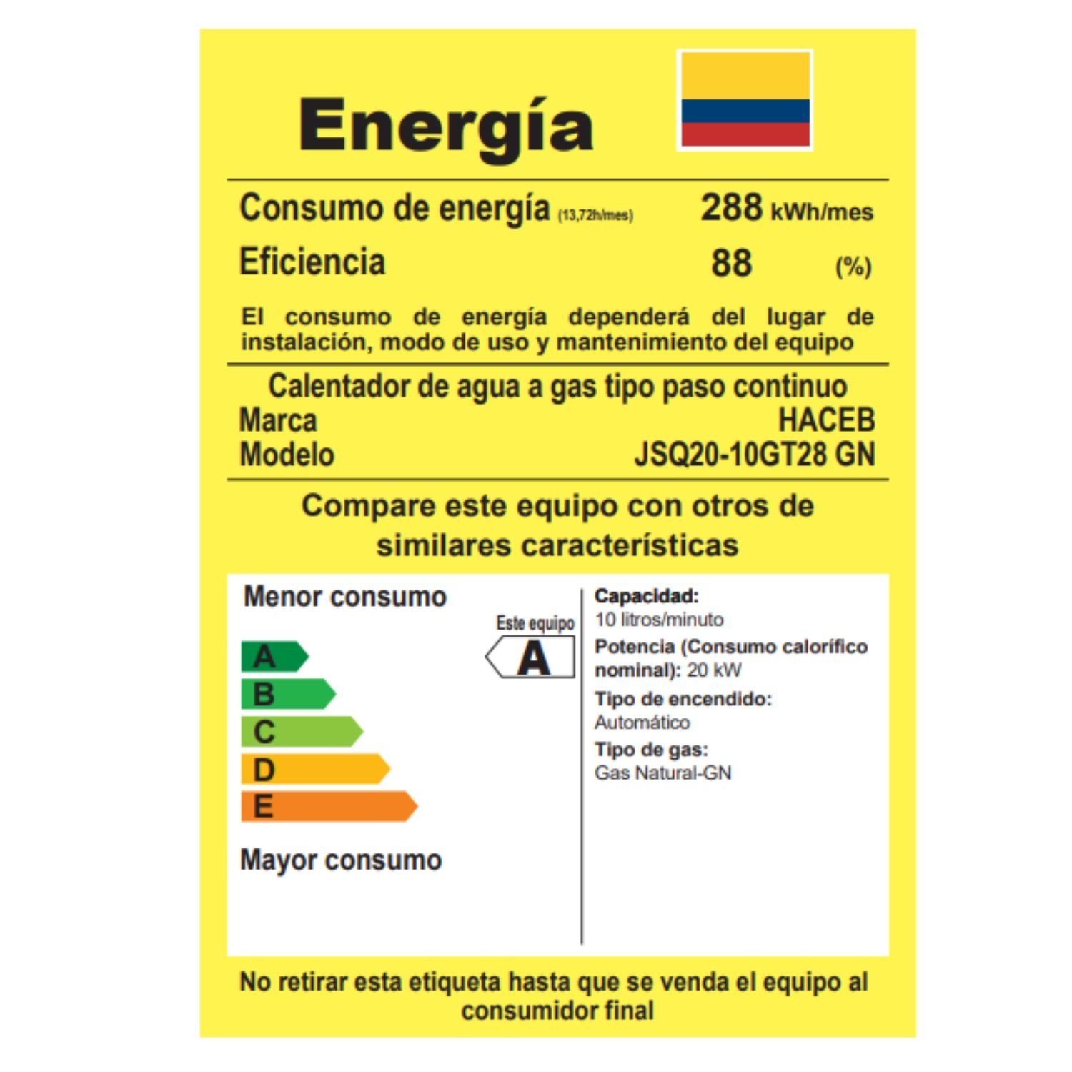 Calentador de Agua Gas Natural 10Lt Tiro Forzado HACEB Blanco - Image 5