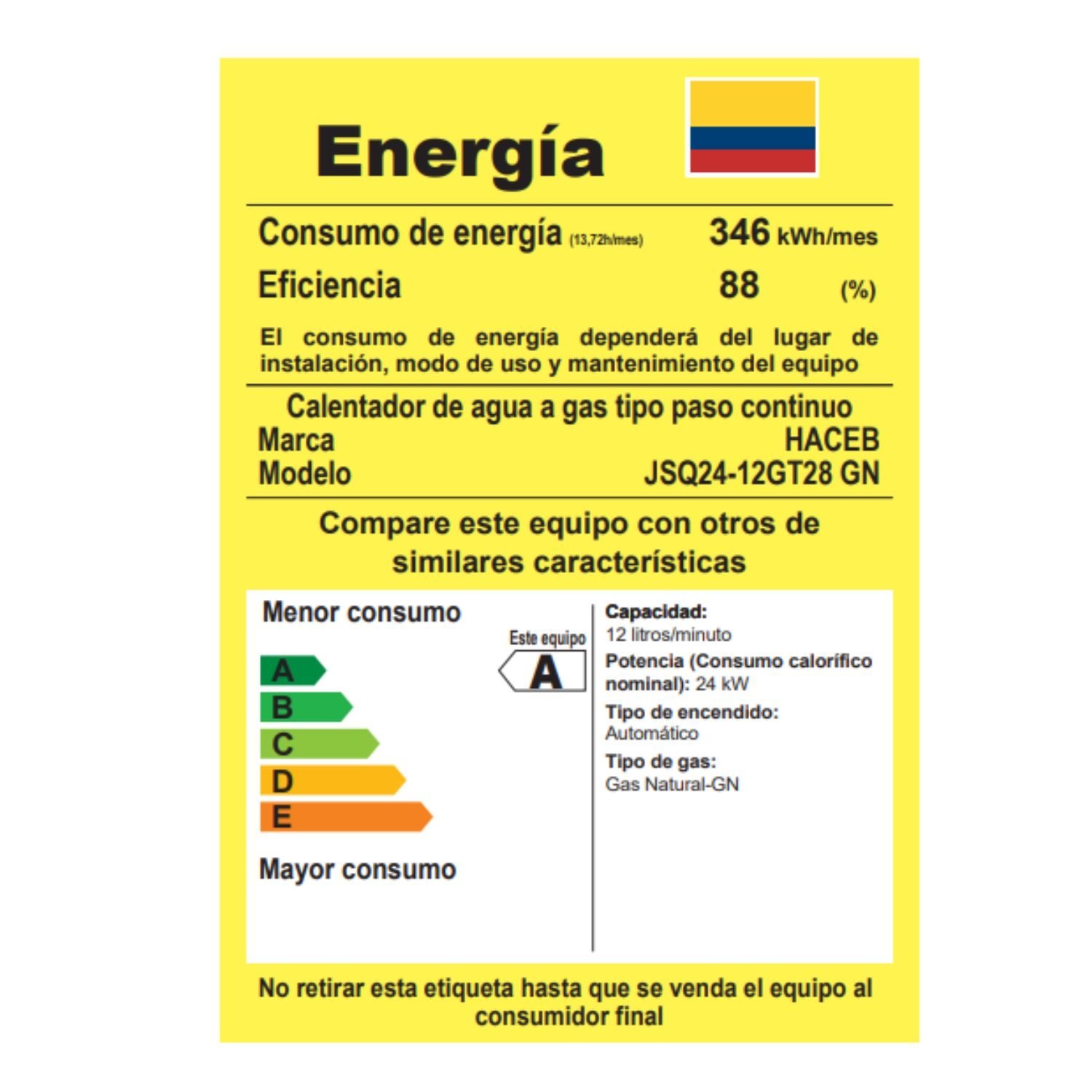 Calentador de Agua Gas Natural 12Lt Tiro Forzado HACEB Blanco - Image 6