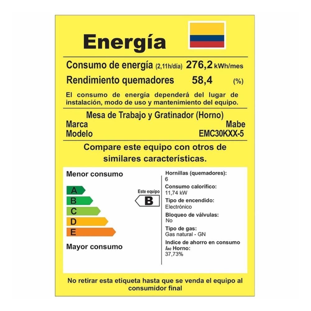 Estufa de Piso MABE 76cm 6 Puestos GN EMC30KXX-5 Gris - Image 8