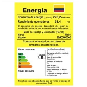 Estufa de Piso MABE 76cm Gas Natural 4 Ptos EMC30KXX-6 Inox - Image 8