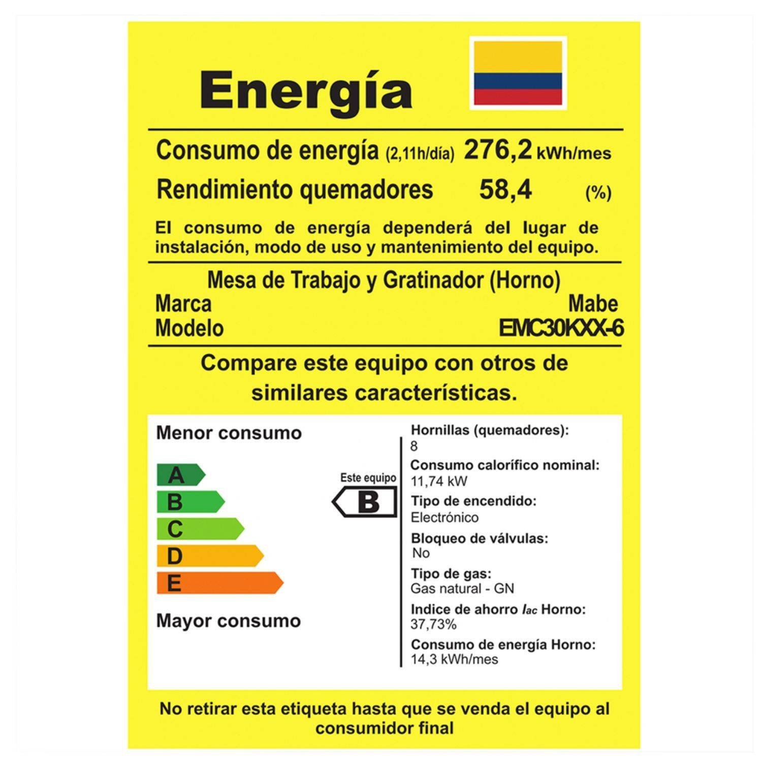 Estufa de Piso MABE 76cm Gas Natural 4 Ptos EMC30KXX-6 Inox - Image 8