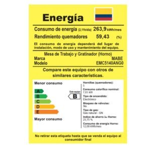 Estufa de Piso MABE 52cm 4 Puestos Gas Natural EMC5140ANG0 - Image 8