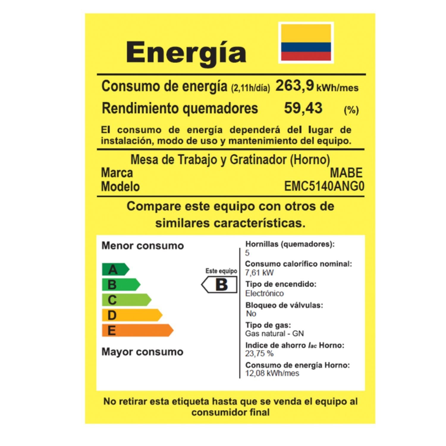 Estufa de Piso MABE 52cm 4 Puestos Gas Natural EMC5140ANG0 - Image 8
