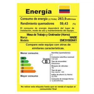 Estufa de Piso MABE 52cm 4 Puestos GN EMC5150SNX1 Inox - Image 8