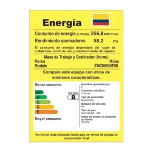 Estufa de Piso MABE 60cm 4 Puestos GN Horno EMC6050NFX0 Inox - Image 8