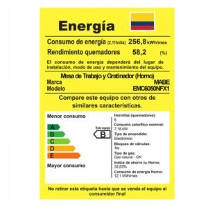 Estufa de Piso MABE 60cm 4 Puestos GN EMC6050NFX1 Inox - Image 8