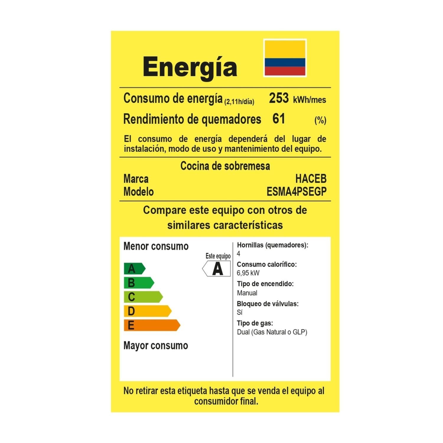 Estufa de Mesa HACEB Avellana Gas Propano 4 Puestos Negro - Image 6
