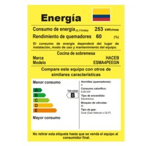 Estufa de Mesa HACEB 4 Puestos Gas Natural Negro - Image 6