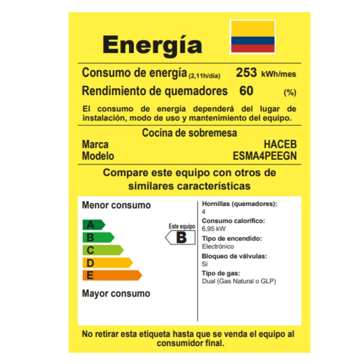 Estufa de Mesa HACEB 4 Puestos Gas Natural Negro - Image 6