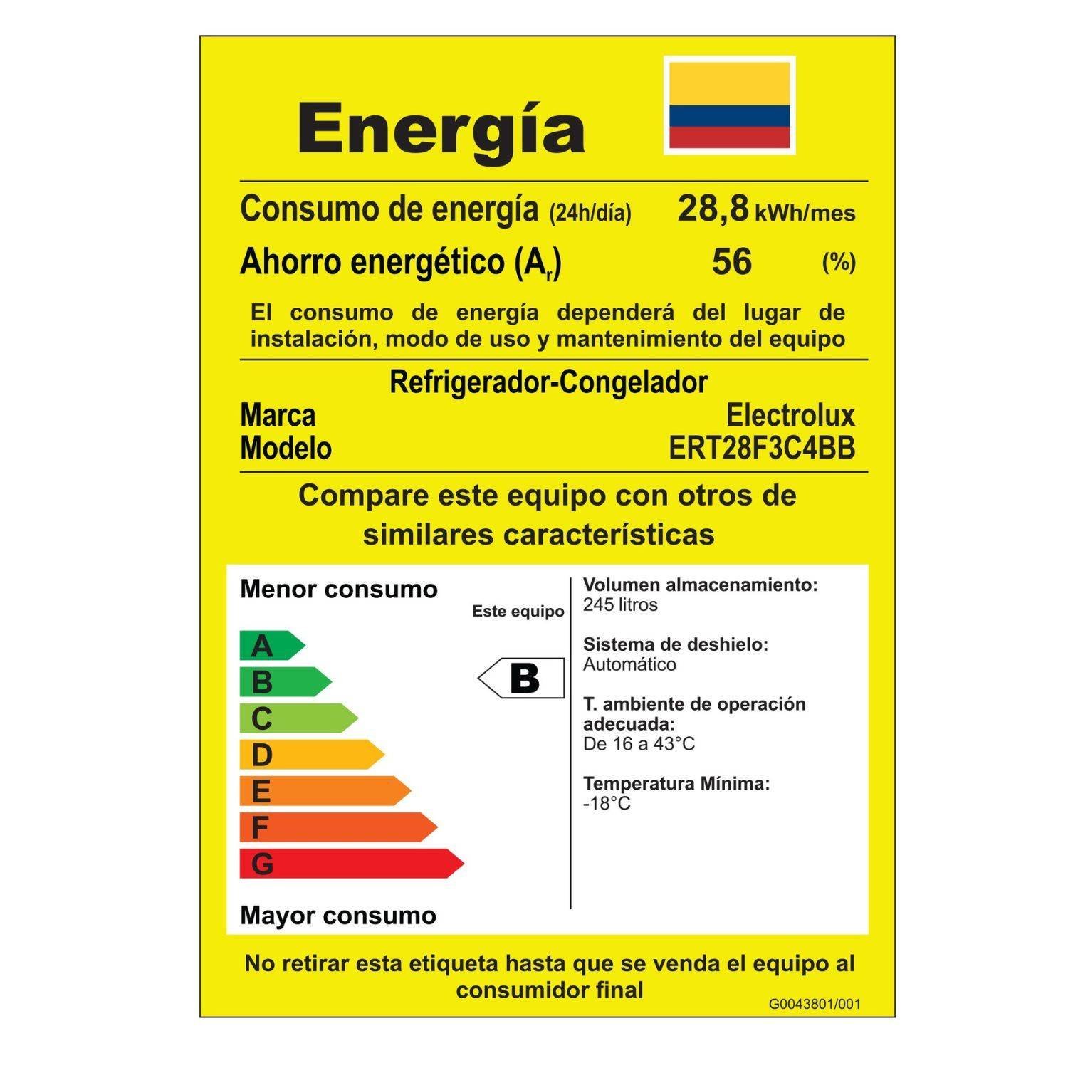 Nevera ELECTROLUX No Frost 251 Litros ERT28F3C4BB Negro - Image 8
