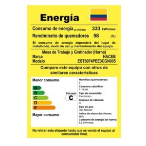Estufa de Piso HACEB 60cm 4 Puestos Gas Natural Azul - Image 8
