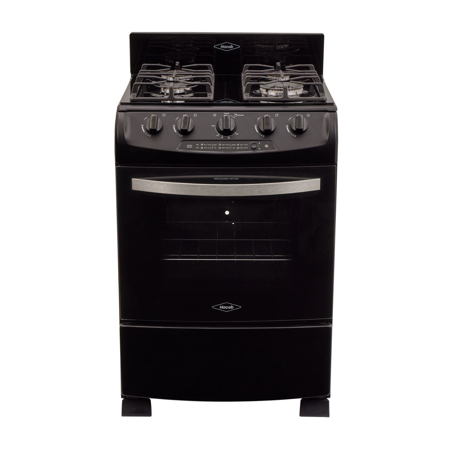 Estufa de Piso HACEB 60cm 4 Puestos Gas Natural Negro
