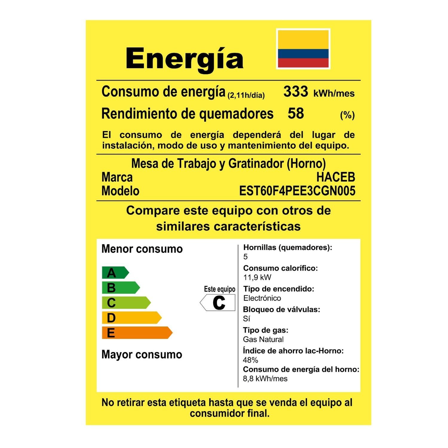 Estufa de Piso HACEB 60cm 4 Puestos Gas Natural Negro - Image 8