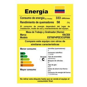 Estufa de Piso HACEB 60cm 4 Puestos Gas Propano Negro - Image 8
