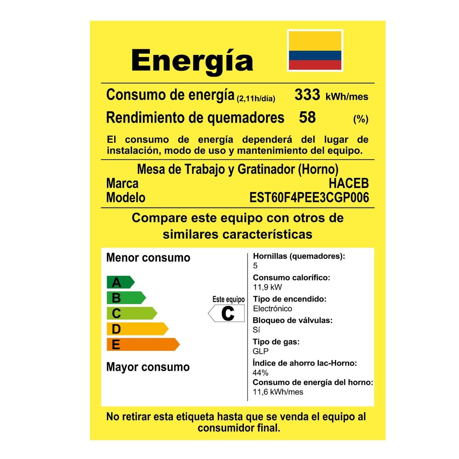 Estufa de Piso HACEB 60cm 4 Puestos Gas Propano Negro - Image 8