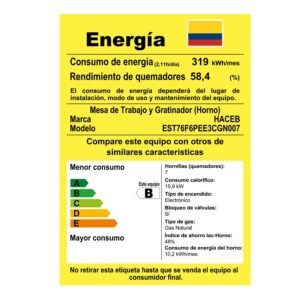 Estufa de Piso HACEB 76cm 6 Puestos Gas Natural Negro - Image 8