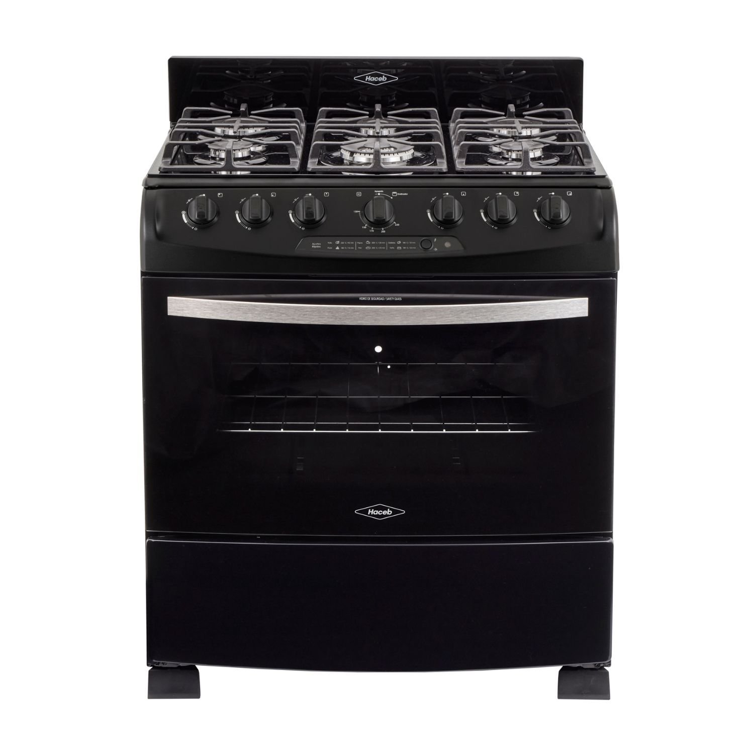 Estufa de Piso HACEB 76cm 6 Puestos Gas Propano Negro