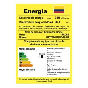 Estufa de Piso HACEB 76cm 6 Puestos Gas Propano Negro - Image 8