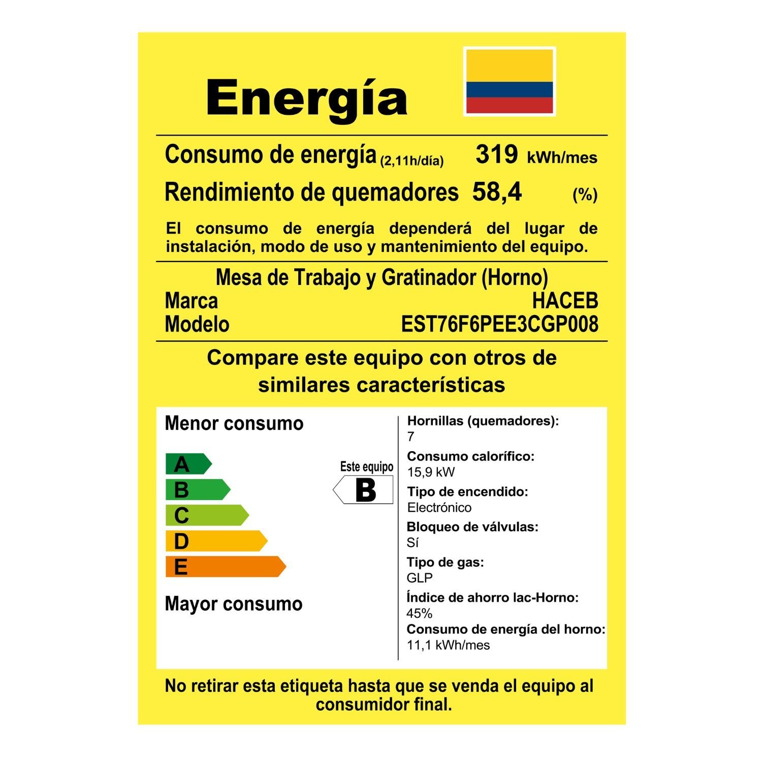 Estufa de Piso HACEB 76cm 6 Puestos Gas Propano Negro - Image 8