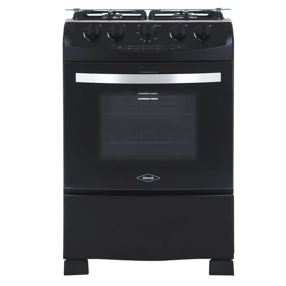 Estufa de Piso HACEB 60cm 4 Puestos GN Horno OREGANO Negro