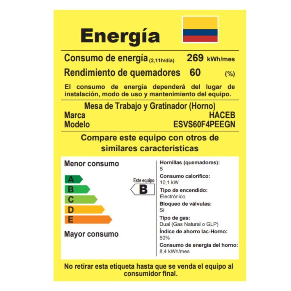 Estufa de Piso HACEB 60cm 4 Puestos GN Horno OREGANO Negro - Image 6