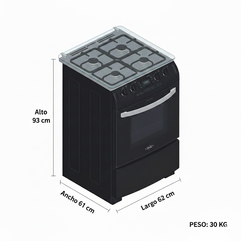 Estufa de Piso HACEB 60 cm 4 Puestos Gas Propano Negro - Image 5