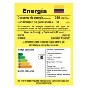 Estufa de Piso HACEB 60 cm 4 Puestos Gas Propano Negro - Image 6