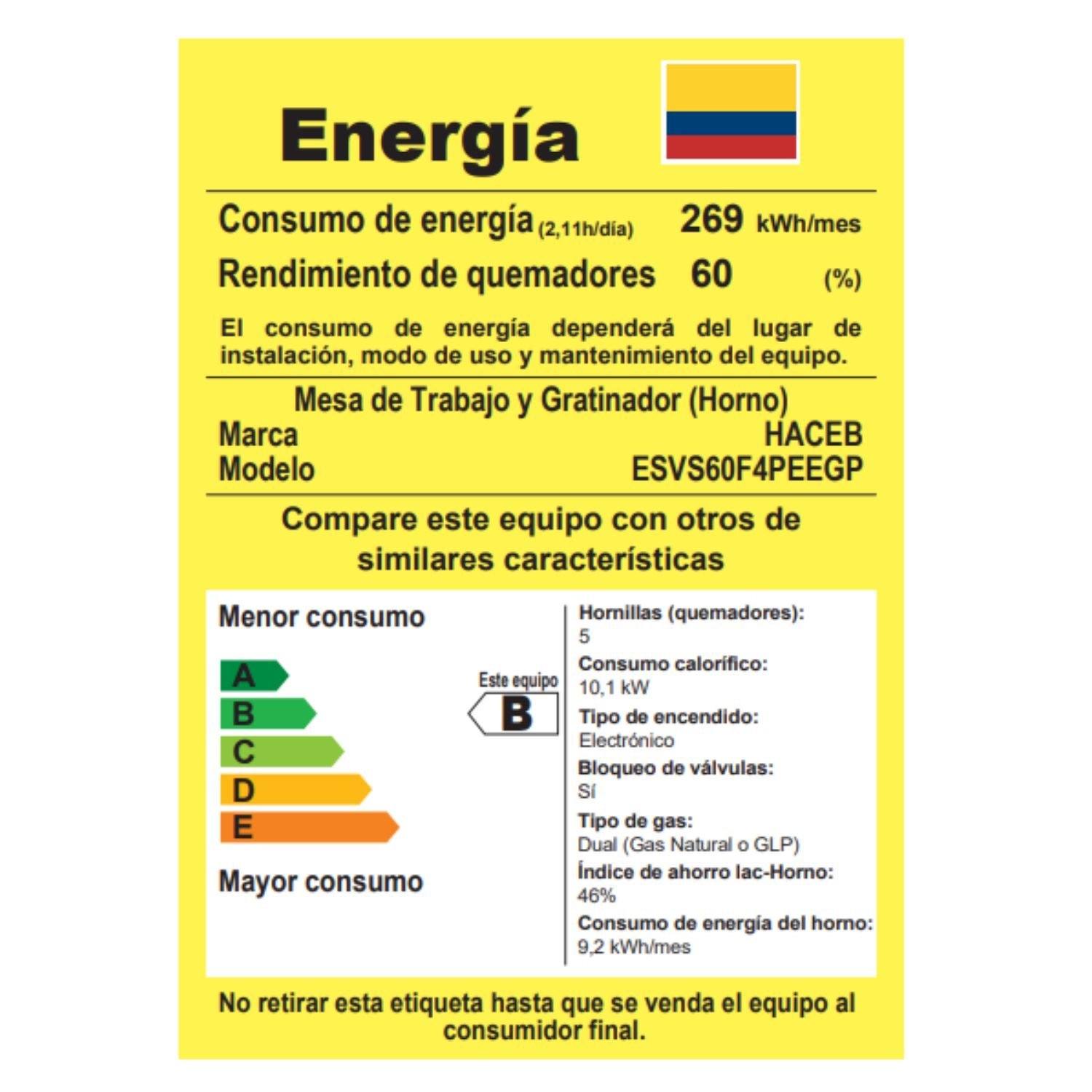 Estufa de Piso HACEB 60 cm 4 Puestos Gas Propano Negro - Image 6