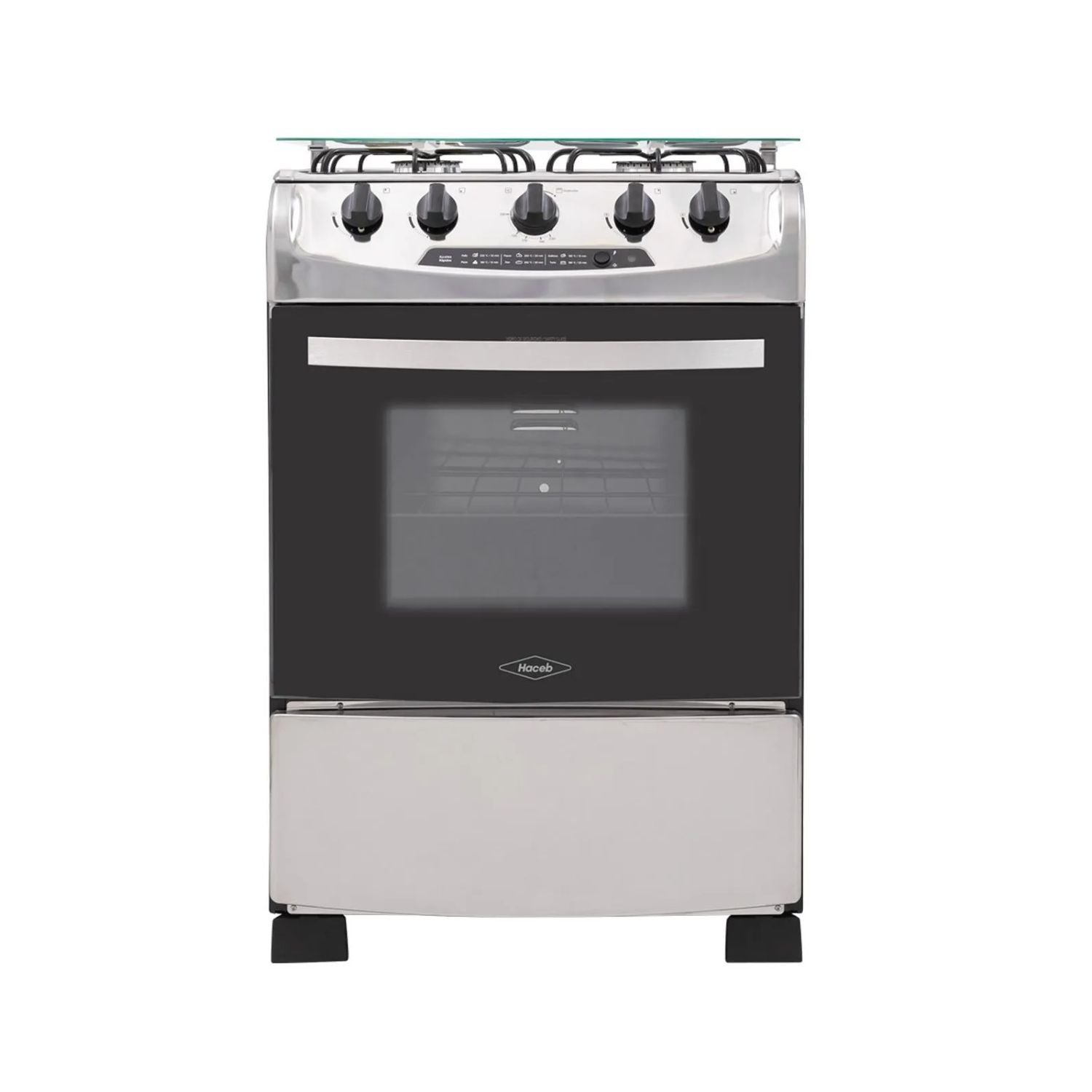 Estufa de Piso HACEB 60 cm 4 Puestos Gas Natural Negra Inox