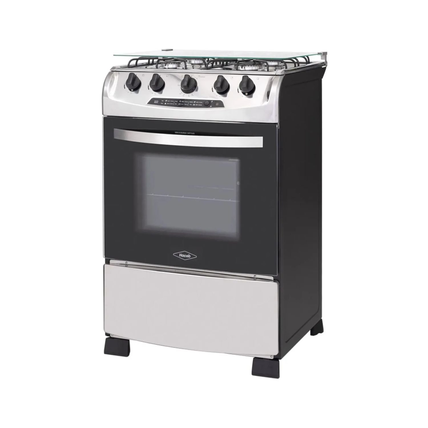 Estufa de Piso HACEB 60 cm 4 Puestos Gas Natural Negra Inox - Image 2