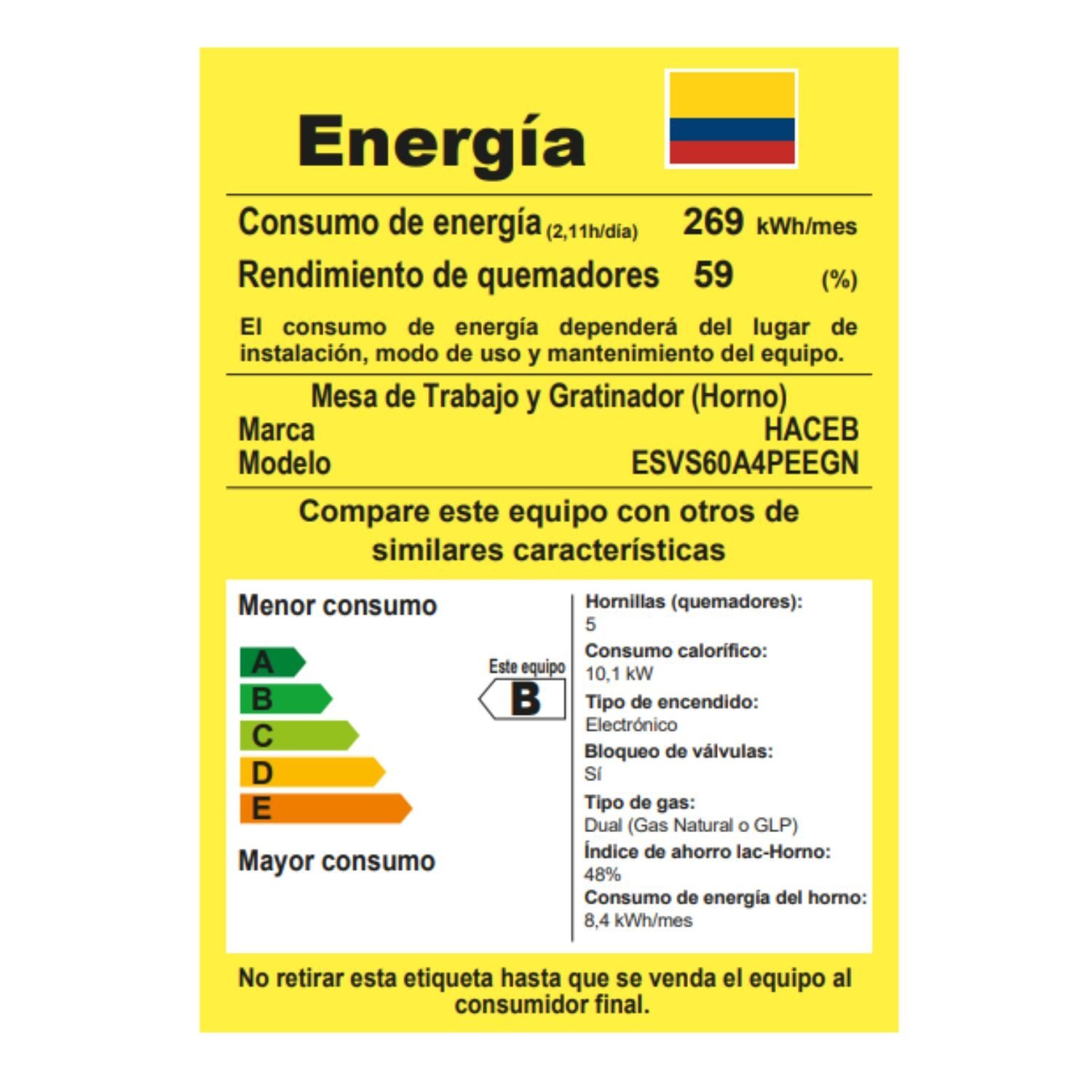 Estufa de Piso HACEB 60 cm 4 Puestos Gas Natural Negra Inox - Image 6