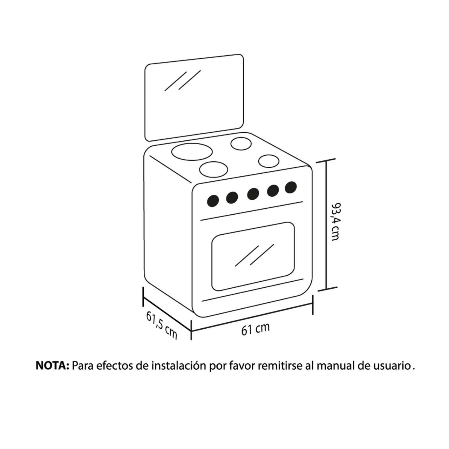 Estufa de Piso HACEB 60 cm 4 Puestos Gas Natural Inox - Image 5
