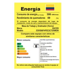 Estufa de Piso HACEB 60 cm 4 Puestos Gas Natural Inox - Image 6