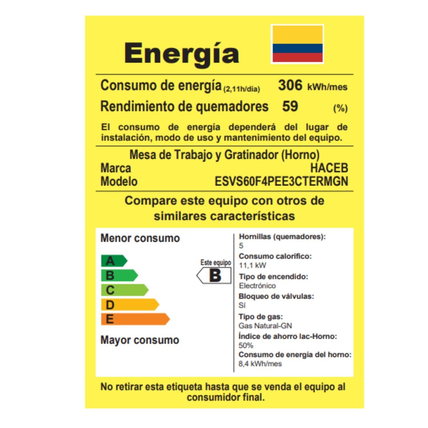 Estufa de Piso HACEB 60 cm 4 Puestos Gas Natural Inox - Image 6