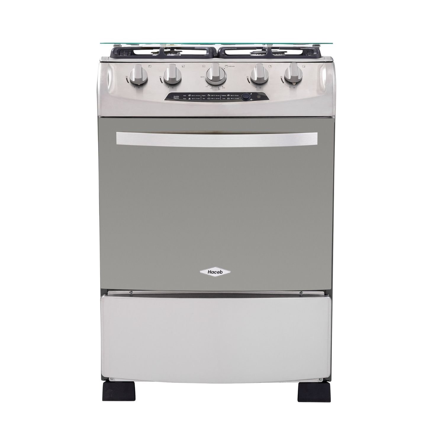 Estufa de Piso HACEB 60cm 4 Puestos Gas Natural Horno Gris