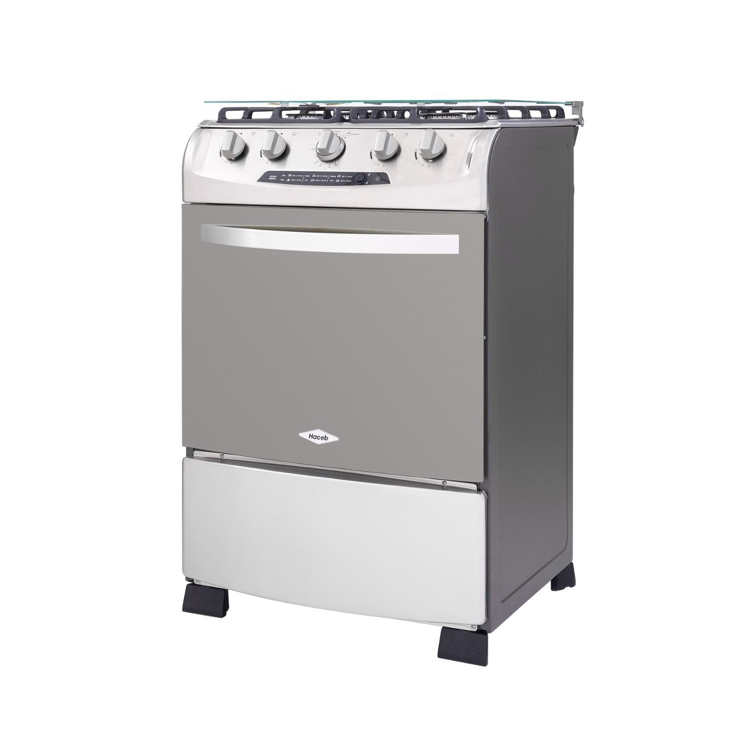 Estufa de Piso HACEB 60cm 4 Puestos Gas Natural Horno Gris - Image 3