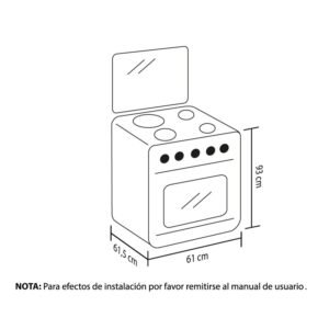Estufa de Piso HACEB 60cm 4 Puestos Gas Natural Horno Gris - Image 7