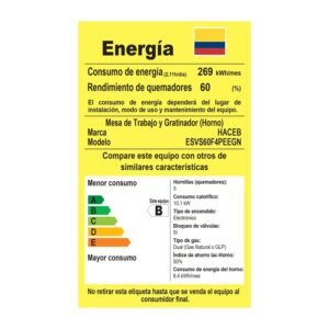 Estufa de Piso HACEB 60cm 4 Puestos Gas Natural Horno Gris - Image 8