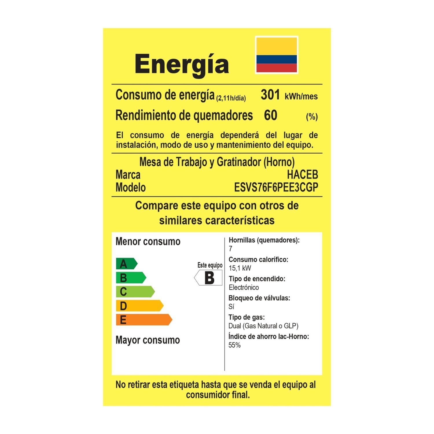 Estufa de Piso HACEB 76cm 6 Puestos Gas Propano Inox - Image 8