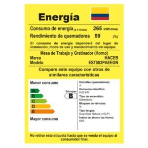 Estufa de Piso HACEB 50 cm 4 Puestos Gas Natural Plata - Image 6