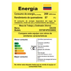 Estufa de Piso HACEB 50cm 4 Puestos GN Horno ROMERO Cristal - Image 5