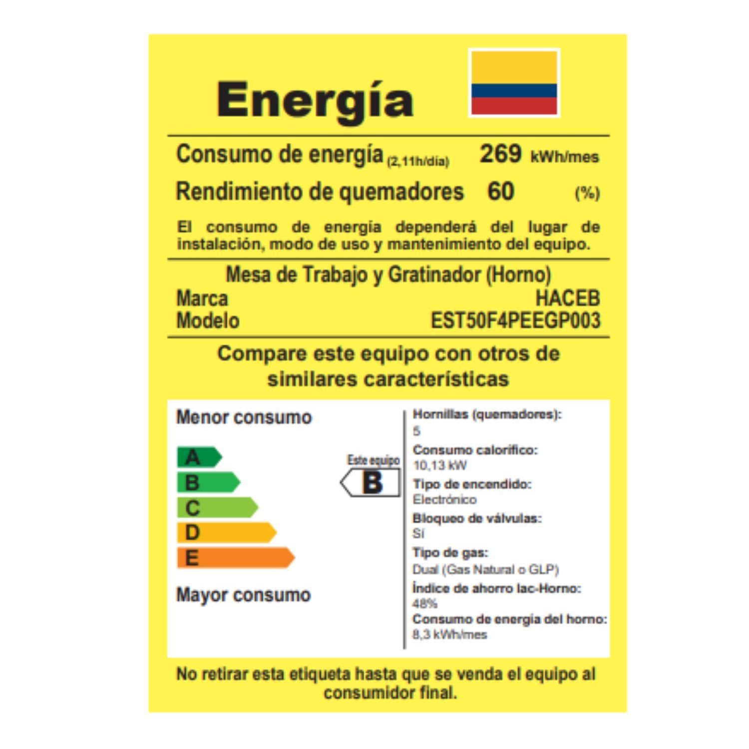 Estufa de Piso HACEB 50 cm 4 Puestos Gas Propano Inox - Image 6