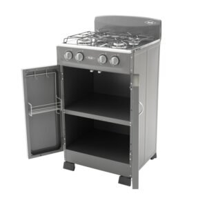 Estufa de Piso HACEB 52cm 4 Puestos Gas Propano Gabinete Gris - Image 3